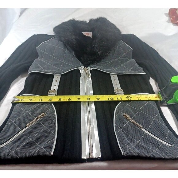 NWT Patricia Forgeal LM LULU French Black Silver Wool Fur Sweater Y2K Goth Rave - Picture 16 of 16